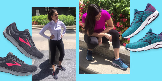 Fitness expert Stephanie Mansour has come to rely on two pairs of shoes during the coronavirus pandemic: Mizuno Wave Inspire (right) and Brooks PureFlow.