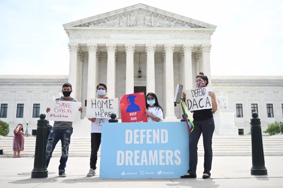 Demonstrators rally in support of Deferred Action for Childhood Arrivals outside the U.S. Supreme Court on June 15, 2020.
