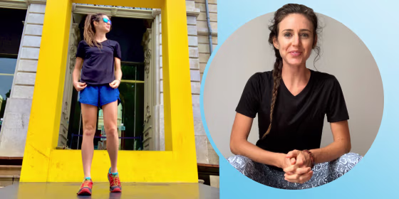 Woman wearing Hanes cooling tshirt