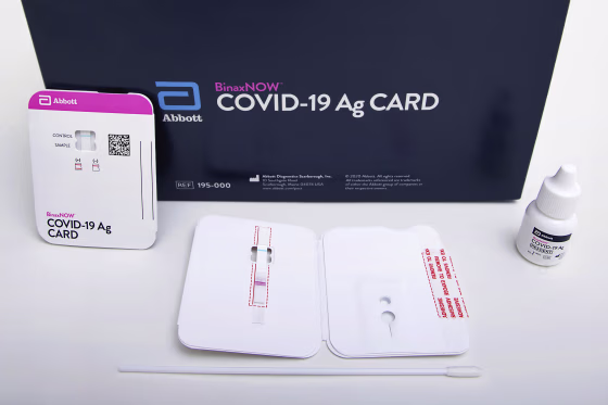 The Food and Drug Administration authorized Abbott Laboratories' BinaxNOW, the first rapid coronavirus test that doesn't need any special computer equipment to get results, on Aug. 26, 2020.