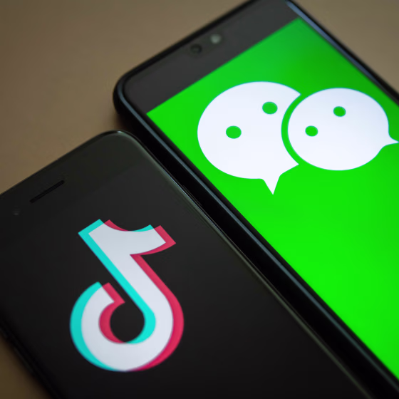The logos for WeChat and TikTok.