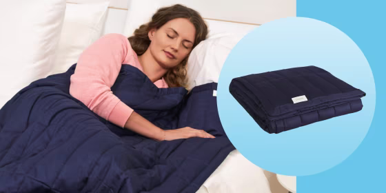 woman sleeping with casper weighted blanket