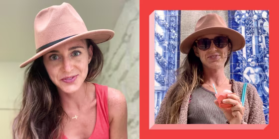 woman wearing tan fedora hat