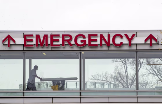 A medic moves a gurney at Queens Hospital Center in New York City on April 20.