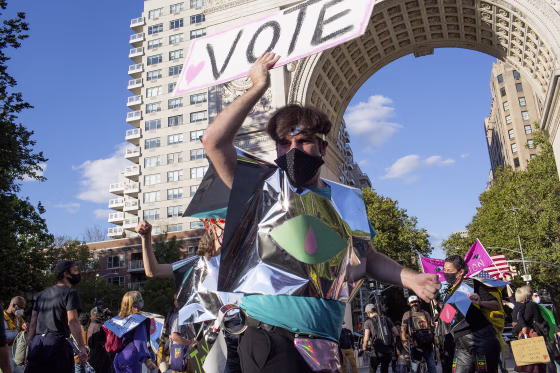 Image: Wide Awakes activist march and dance party in NYC