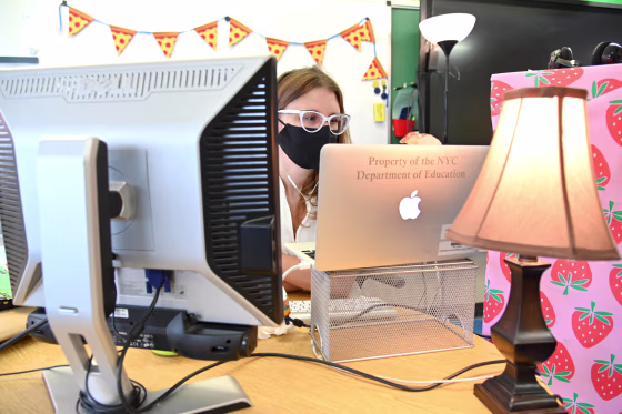 Image: New York Teachers Conduct Remote Classes From School Building