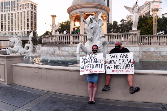 Las Vegas Entertainment Workers Hold Drive And March Event To Support Industry Decimated By COVID-19