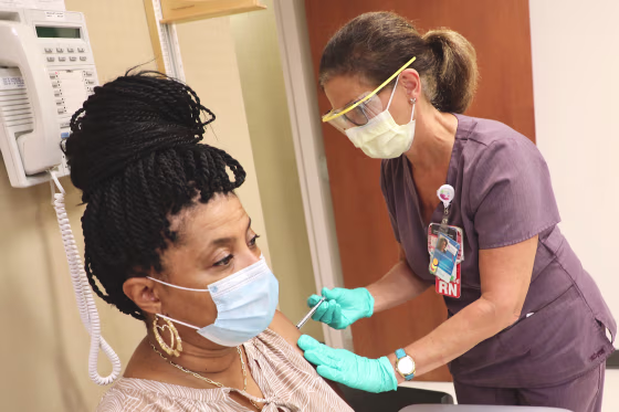 Image: A volunteer in Pfizer's clinical trial receives an injection at Cincinnati Children's Hospital Medical Center.
