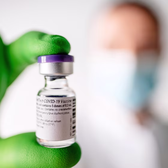 Image: Dose of the COVID-19 vaccination of BioNTech and Pfizer is pictured in this undated handout photo