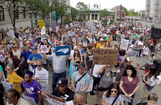 Image: Protesters rally against House Bill 2