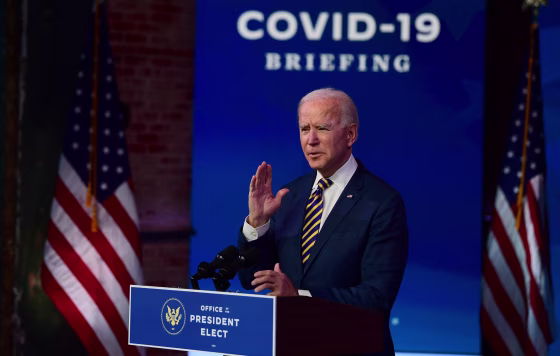 Image: President-elect Joe Biden delivers remarks on the ongoing coronavirus pandemic at the Queen Theater