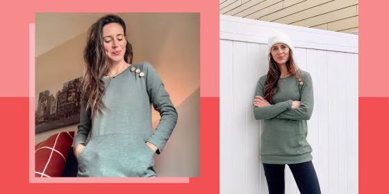 Illustration of Katie Jackson wearing the Amazonbest-selling long-sleeved shirt