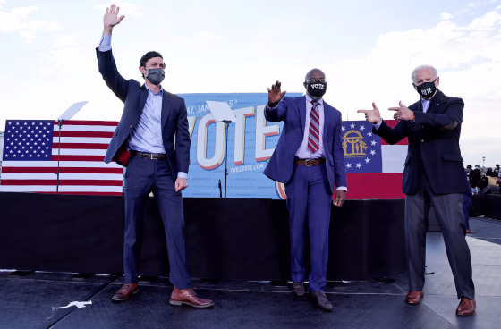 Image: FILE PHOTO: U.S. President-elect Joe Biden campaigns for Democratic U.S. Senate candidates Ossoff and Warnock in Atlanta, Georgia