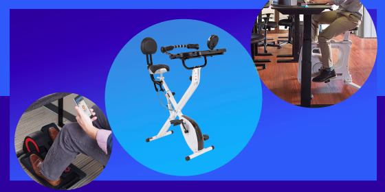 Illustration of a FitDesk, Cubii Pro Under-Desk Elliptical and Flexispot