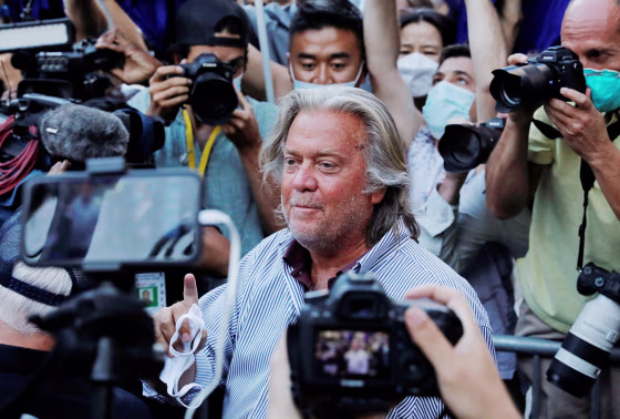 Image: Former White House Chief Strategist Steve Bannon exits the Manhattan Federal Court in New York City