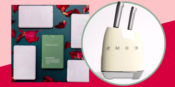 Noshinku sanitizer bouquet and Smeg knife set.