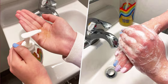 Hands being washed