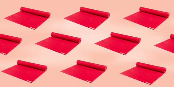 Image: Illustration shows repeating red Jade Yoga Harmony Mats.