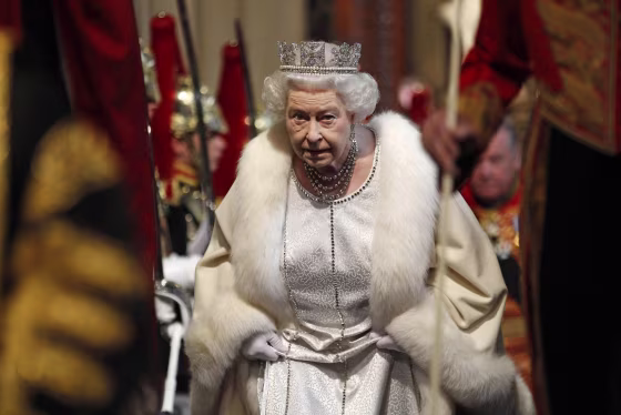 Image: Britain's Queen Elizabeth II arrives at the Norman Porch in the Palace of Westminster, home to the Houses of Parliament, in London.