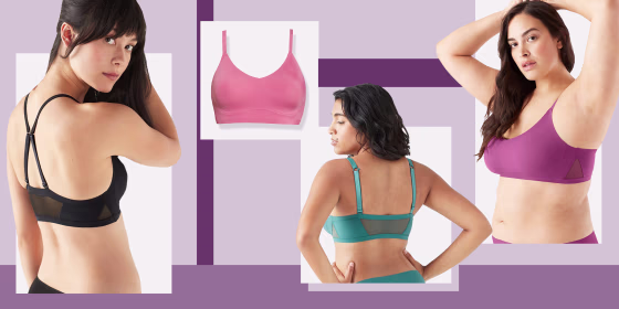 Illustration of the True & Co. True Body Lift Mesh Triangle Bralette in different colors