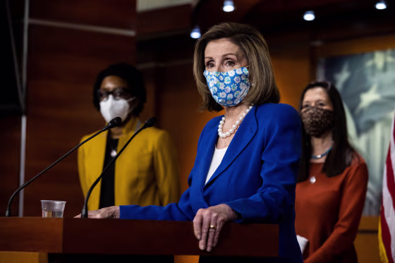 Image: Speaker of the House Nancy Pelosi holds a news conference on Capitol Hill, in Washington