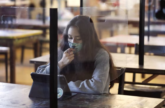 High School students return to in-person instruction at St. Anthony Catholic High School in Long Beach March 24, 2021.
