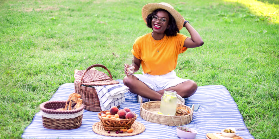 Woman on picnic in the park