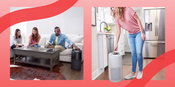 Illustration of two different people using the new Instant Pot Air Purifier