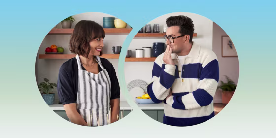 Image of celebrities Dan Levy and Rashida Jones