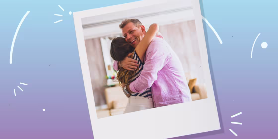 Woman hugging a man in a living room