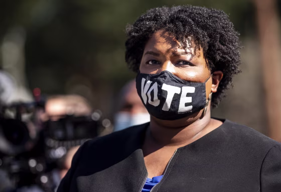 Stacey Abrams speak at the Coan Recreation Center in Atlanta on Nov. 3, 2020.