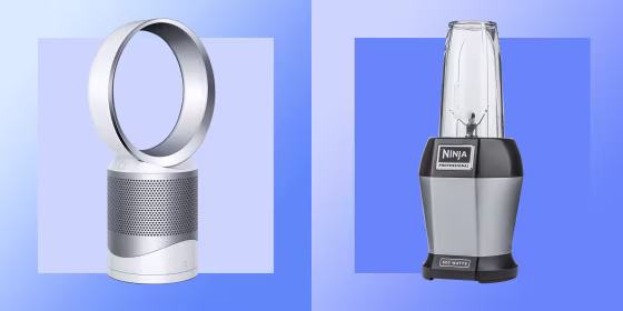 Illustration of a Dyson Cool Link Fan and a blender all on sale at Target