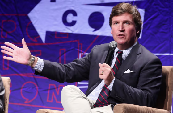 Tucker Carlson speaks onstage during Politicon 2018 at Los Angeles Convention Center on October 21, 2018.