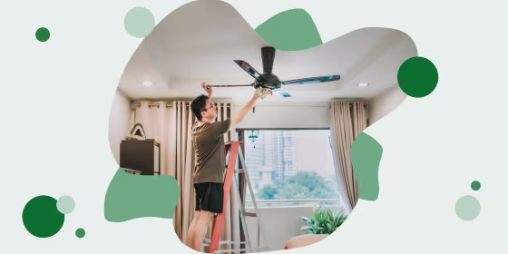 A man cleaning ceiling fan at home. Here are the best ceiling fans for bedrooms, living rooms and outdoors to keep you cool this summer. Shop brands like Hunter, Wayfair, Honeywell and more.
