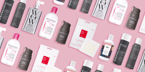 Illustration of different skin care and beauty products on sale at Dermstore
