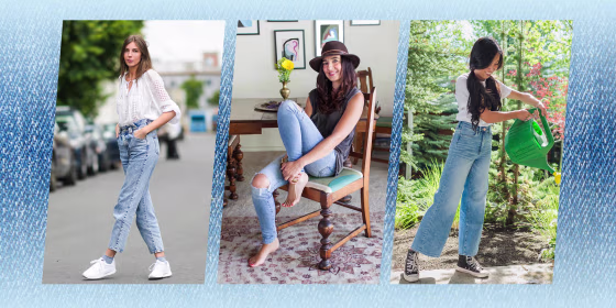 Three different Woman wearing denim jeans