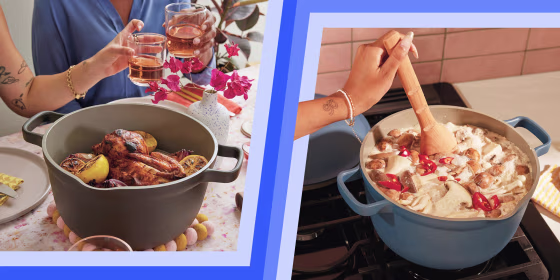 Illustration of the new Our Place Pot, the Perfect Pot, in two different settings