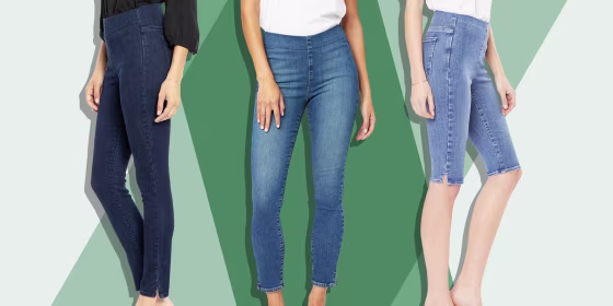 Illustration of three different Woman wearing pairs of NYDJ stretchy jeans