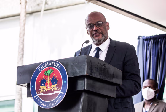 Designated Prime Minister Ariel Henry speaks during a ceremony at La Primature in Port-au-Prince, Haiti, on July 20, 2021.