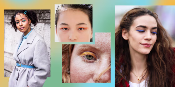 Illustration of four Woman wearing different colorful eyeliner