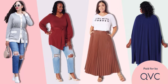 Illustration of four curvy Women modeling curvy fashion from QVC