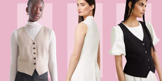Illustration of different Women wearing waistcoat in different styles and colors