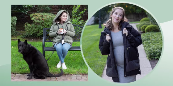 Becca Delman wearing two different styles of the Orolay Women's Fleece Down Coat Jacket
