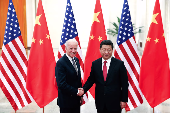 Image: Chinese President Xi Jinping with Joe Biden inside the Great Hall of the People in Beijing