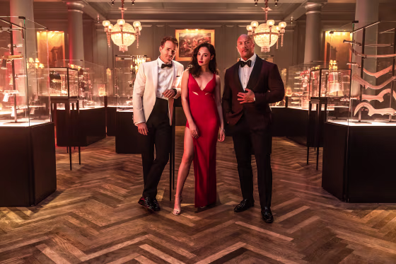 Ryan Reynolds, Gal Gadot and Dwayne 'The Rock' Johnson in \"Red Notice\" on Netflix.