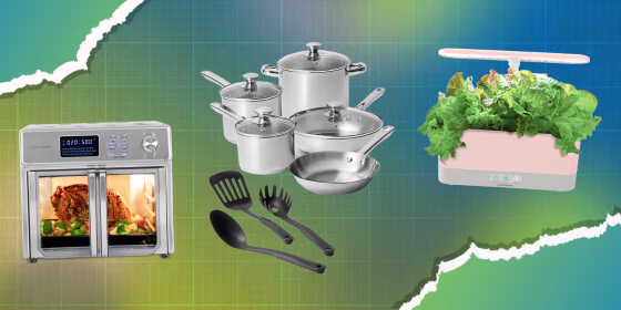 Illustration of pots, toaster oven and AeroGarden Harvest kit on sale for Black Friday at Macy's
