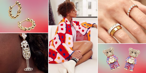 Illustration of different jewelry and items on sale at BaubleBar, for Black Friday
