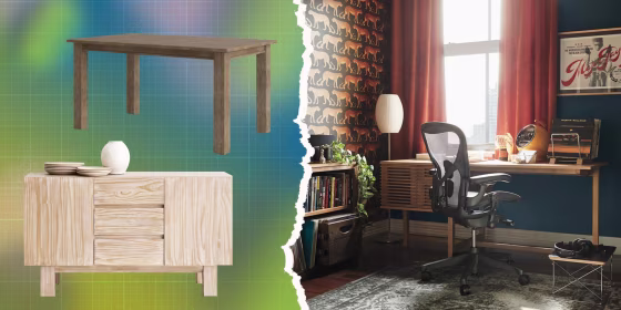 Lifestyle of the Aeron Chair, Ezra 57\" Buffet, and Cagle Dining Table