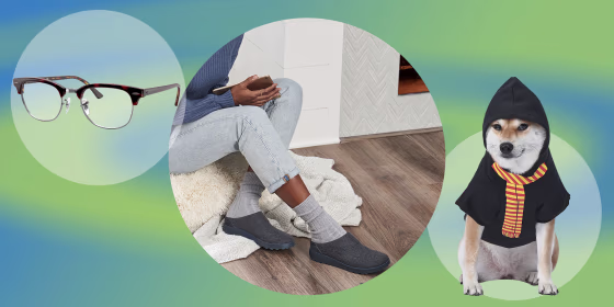 Illustration. of the Ray-Ban Clubmaster glasses, Harry Potter Wizarding World Gryffindor Pet Hoodie and Woman wearing Dansko indoor/outdoor slipper. Shop the best new products and releases, including Ray-Ban's exclusive Clubmaster frames, PetSmart's Harry