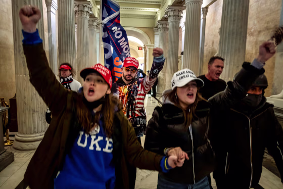 Supporters of President Donald Trump protest inside the U.S. Capitol on Jan. 6, 2021.
